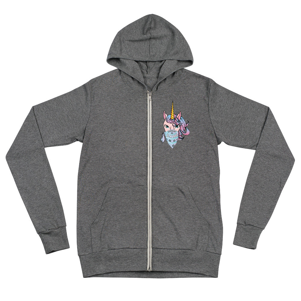 Unicorn logo zip hoodie